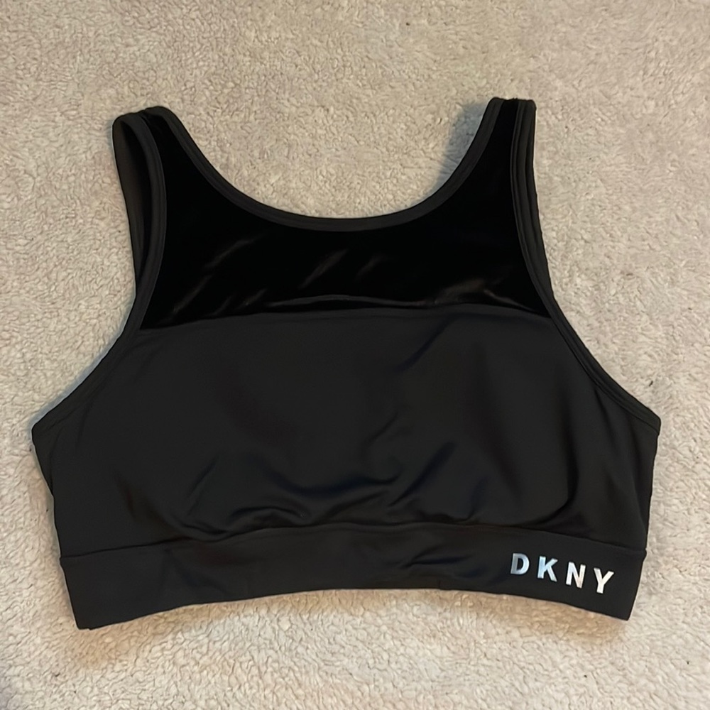 DKNY WOMEN'S BLACK SPORTS BRA WITH VELVET